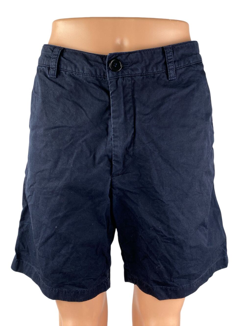 Arket Women's Blue High Waisted Straight Leg Bermuda Chino Khaki Shorts Size M